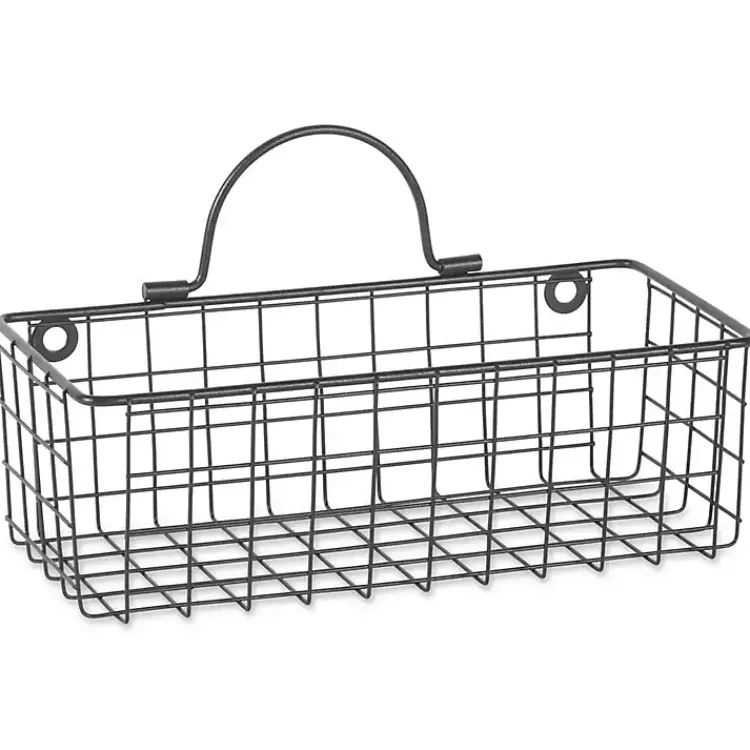 Kirklands Home Wall Storage|Black Wall Hanging Wire Baskets, Set of 2