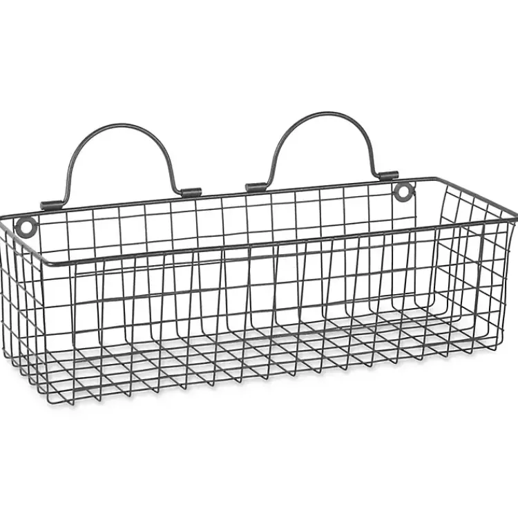 Kirklands Home Wall Storage|Black Wall Hanging Wire Baskets, Set of 2