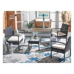 Kirklands Home Outdoor Sets|Black Wicker Frame 4-pc. Outdoor Living Set