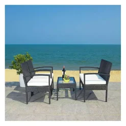 Kirklands Home Outdoor Sets|Black Wicker Frame 4-pc. Outdoor Living Set