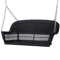 Kirklands Home Outdoor Seating|Wicker Hanging Porch Swing Black