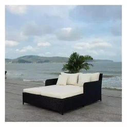 Kirklands Home Outdoor Seating|Black Wicker Outdoor Daybed