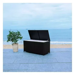 Kirklands Home Outdoor Accent Furniture|Wicker Outdoor Storage Box Black