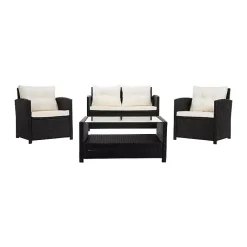 Kirklands Home Outdoor Sets|Black Wicker 4-pc. Deluxe Outdoor Living Set