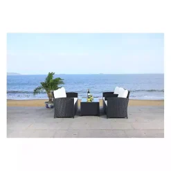 Kirklands Home Outdoor Sets|Black Wicker 4-pc. Deluxe Outdoor Living Set