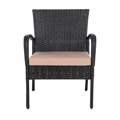 Kirklands Home Outdoor Sets|Wicker 3-pc. Patio Set with Beige Cushions Black