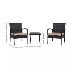 Kirklands Home Outdoor Sets|Wicker 3-pc. Patio Set with Beige Cushions Black
