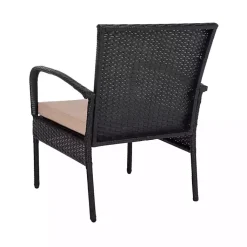 Kirklands Home Outdoor Sets|Wicker 3-pc. Patio Set with Beige Cushions Black