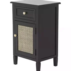 Kirklands Home Cabinets & Sideboards|Wood & Natural Rattan Small Cabinet Black