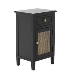 Kirklands Home Cabinets & Sideboards|Wood & Natural Rattan Small Cabinet Black