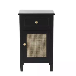 Kirklands Home Cabinets & Sideboards|Wood & Natural Rattan Small Cabinet Black
