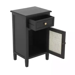 Kirklands Home Cabinets & Sideboards|Wood & Natural Rattan Small Cabinet Black
