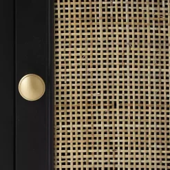 Kirklands Home Cabinets & Sideboards|Wood & Natural Rattan Small Cabinet Black