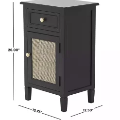 Kirklands Home Cabinets & Sideboards|Wood & Natural Rattan Small Cabinet Black