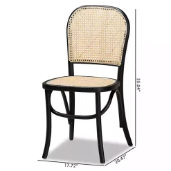 Kirklands Home Dining Chairs|Black Wood & Rattan Bree Dining Chairs, Set of 2