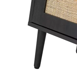 Kirklands Home Cabinets & Sideboards|Black Wood and Cane Arched Sideboard Cabinet