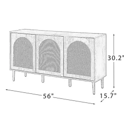 Kirklands Home Cabinets & Sideboards|Black Wood and Cane Arched Sideboard Cabinet