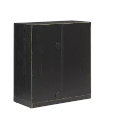 Kirklands Home Cabinets & Sideboards|Black Wood and Glass Stackable Storage Cabinet