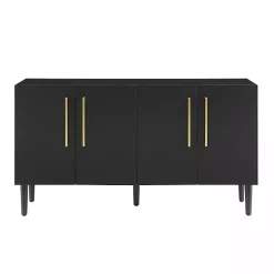 Kirklands Home Cabinets & Sideboards|Wood and Gold 4-Door Cabinet Black