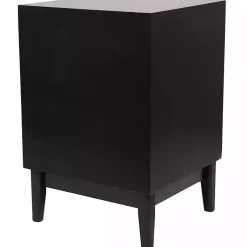 Kirklands Home Nightstands|Wood and Natural Rattan Drawer Nightstand Black