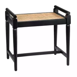 Kirklands Home Benches & Ottomans|Wood and Rattan Boho Bench Black