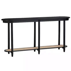 Kirklands Home Console Tables|Wood and Rattan Boho Console Table Black