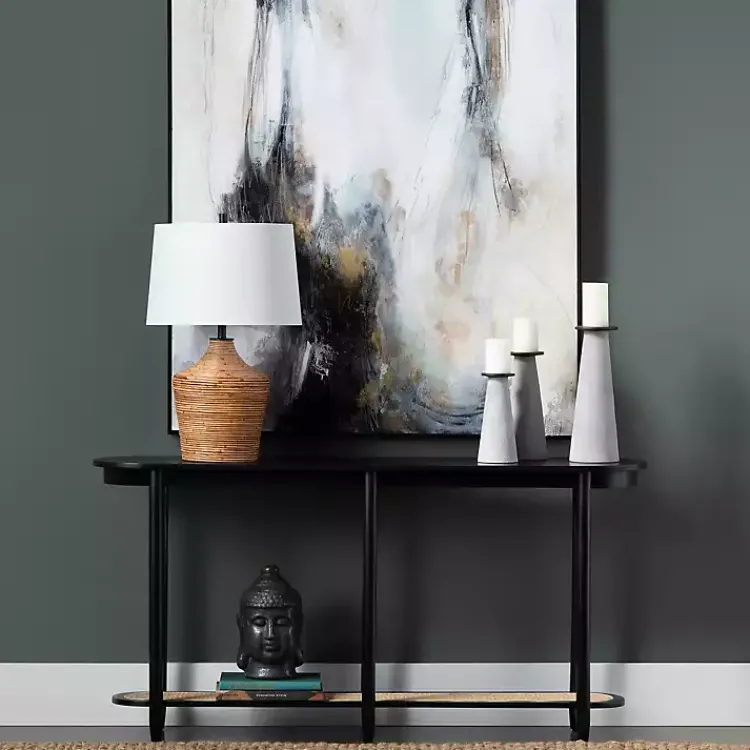 Kirklands Home Console Tables|Wood and Rattan Boho Console Table Black