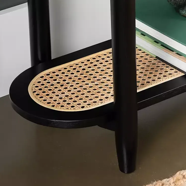 Kirklands Home Console Tables|Wood and Rattan Boho Console Table Black
