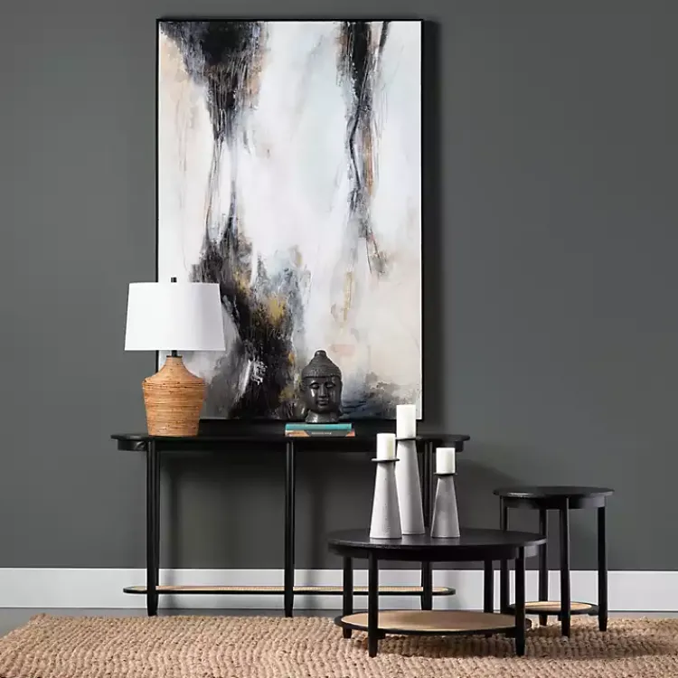 Kirklands Home Console Tables|Wood and Rattan Boho Console Table Black