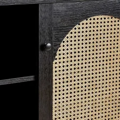Kirklands Home Cabinets & Sideboards|Wood and Rattan 2-Door Sideboard Black
