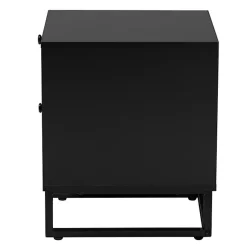 Kirklands Home Nightstands|Wood and Rattan 2-Drawer Nightstand Black