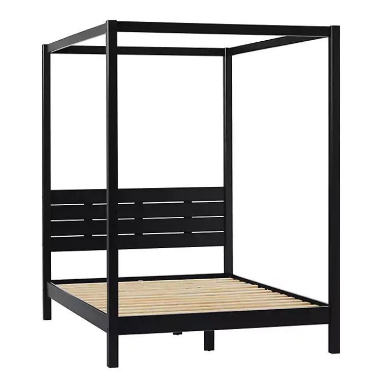 Kirklands Home Beds & Headboards|Wood Canopy Full Bed Black