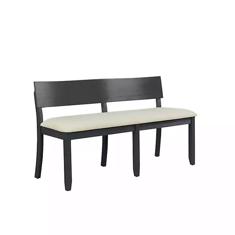 Kirklands Home Benches & Ottomans|Black Wood Cream Upholstered Bench White