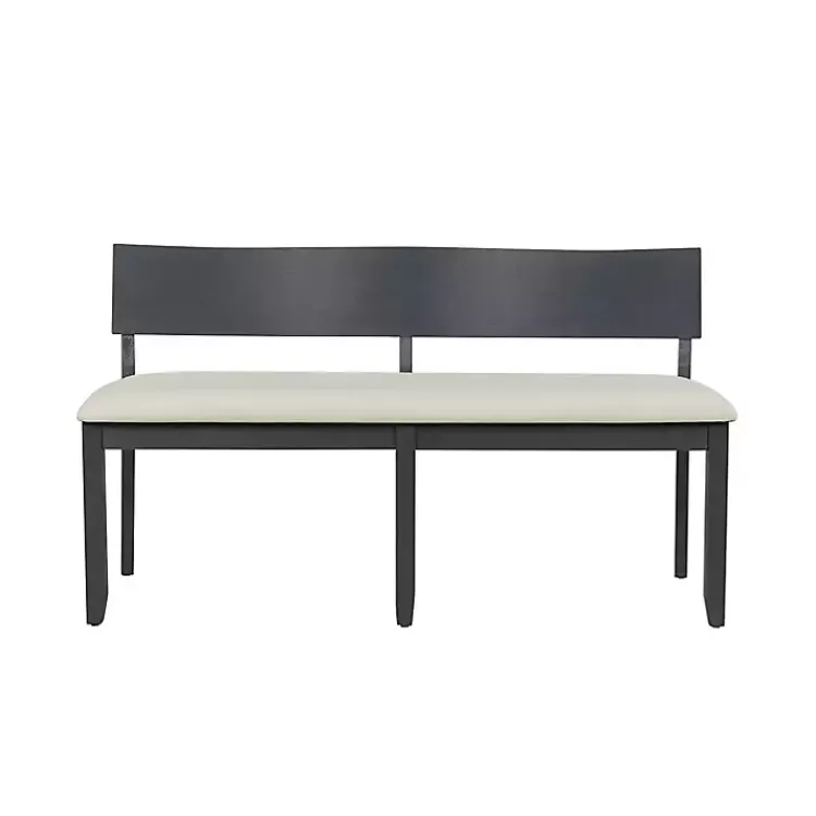 Kirklands Home Benches & Ottomans|Black Wood Cream Upholstered Bench White