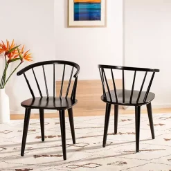 Kirklands Home Dining Chairs|Wood Curved Spindle Dining Chairs, Set of 2 Black