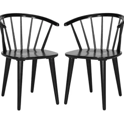 Kirklands Home Dining Chairs|Wood Curved Spindle Dining Chairs, Set of 2 Black