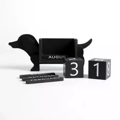 Discount Black Wood Dachshund Block Calendar Decorative Accents