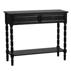 Kirklands Home Console Tables|Wood 2-Drawer Barrett Console Table Black