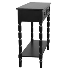Kirklands Home Console Tables|Wood 2-Drawer Barrett Console Table Black