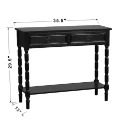 Kirklands Home Console Tables|Wood 2-Drawer Barrett Console Table Black