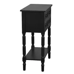 Kirklands Home Console Tables|Wood 4-Drawer Barrett Console Table Black