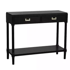 Kirklands Home Console Tables|Wood 2-Drawer Layla Console Table Black