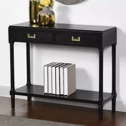 Kirklands Home Console Tables|Wood 2-Drawer Layla Console Table Black