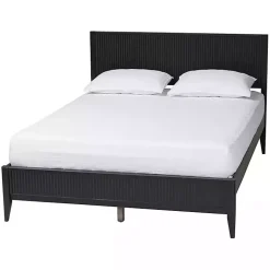 Kirklands Home Beds & Headboards|Wood Fluted Headboard Primrose Queen Bed Black