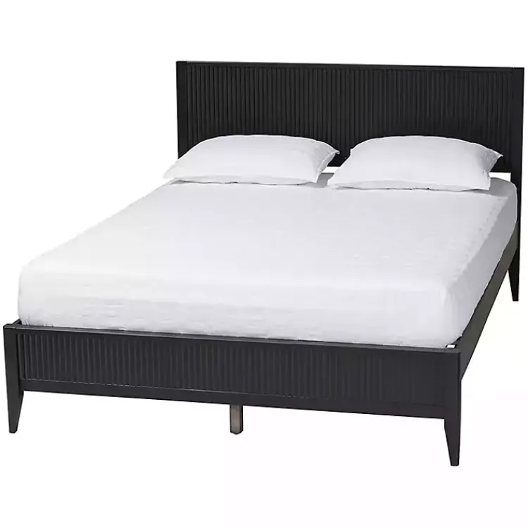 Kirklands Home Beds & Headboards|Wood Fluted Headboard Primrose Queen Bed Black