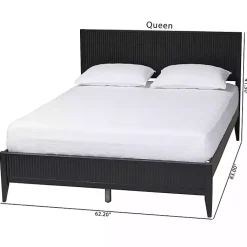 Kirklands Home Beds & Headboards|Wood Fluted Headboard Primrose Queen Bed Black