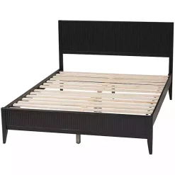Kirklands Home Beds & Headboards|Wood Fluted Headboard Primrose King Bed Black