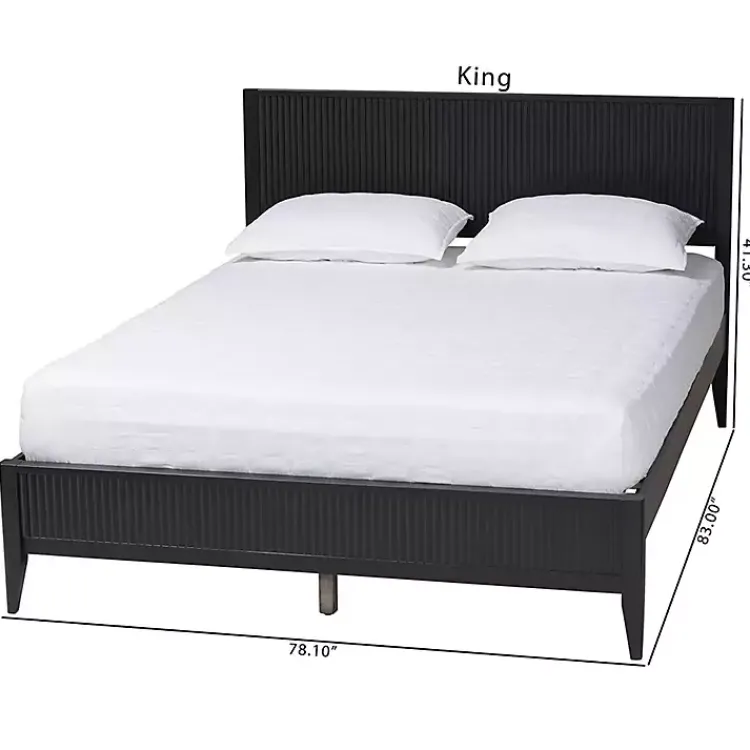 Kirklands Home Beds & Headboards|Wood Fluted Headboard Primrose King Bed Black
