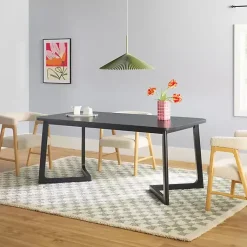 Kirklands Home Dining Tables|Wood Geometric Legs Dining Table Black