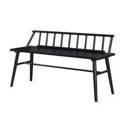 Kirklands Home Benches & Ottomans|Wood Low Back Spindle Bench Black